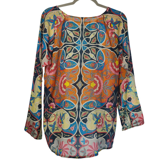 Johnny Was Silk Art Nouveau Boho Blouse Top Size XS - Picture 4 of 8